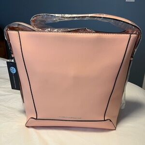 French Connection Peach Crossbody Bag with Black Trim